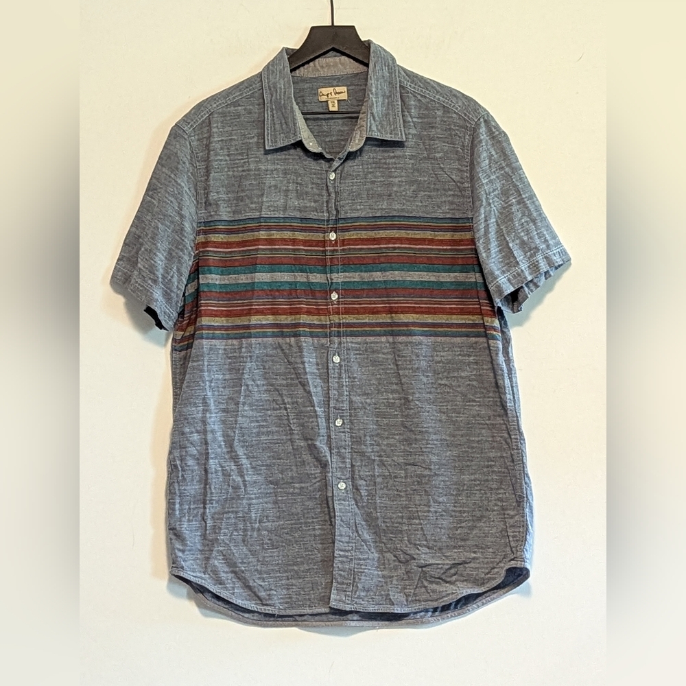 Chip & Pepper Blue Multicolor Striped Shirt XXL Plus Mens Great Used Cond Casual - Picture 1 of 3